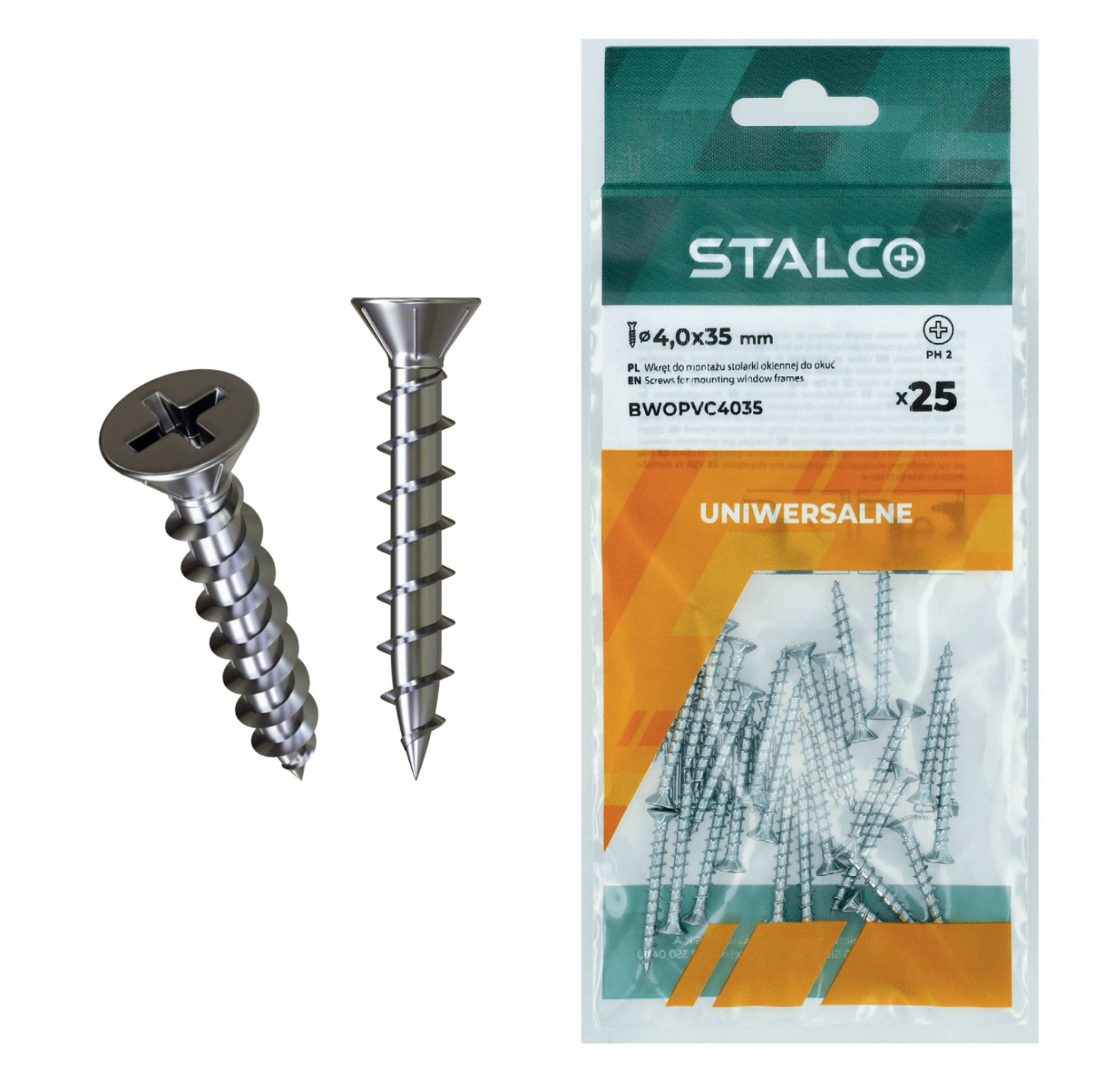 Table mounting screw PVC (PH2) white 4.0x25 mm 1 pack (50 pcs.) STALCO BWOPVC4025